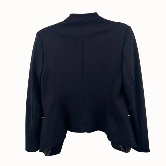 CARMEN Carmen Marc Valvo Black Open-Front Blazer Jacket w/ Zip Pockets  - 8 - Picture 5 of 5